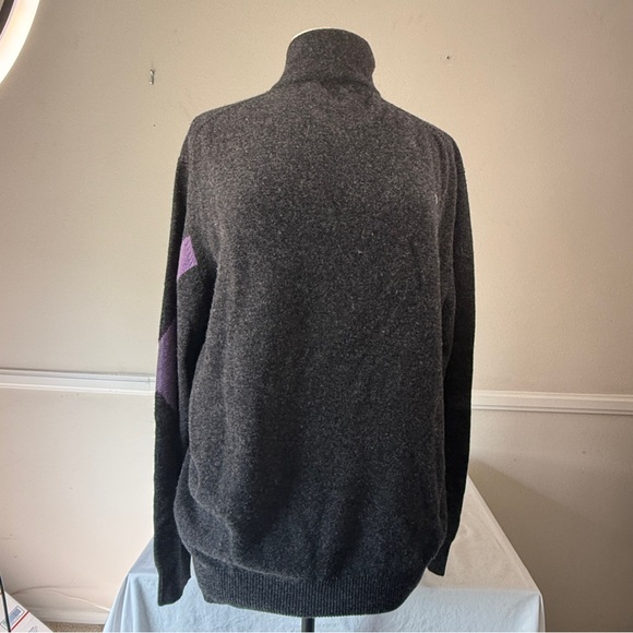 Wool St. Andrews “Old Course” Classic 1/4 Zip Sweater, Purple Saltire Stripe - Picture 8 of 11